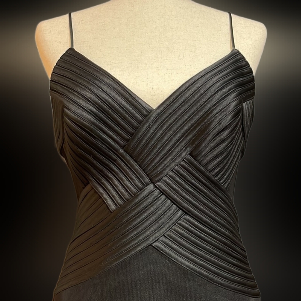 JS Collections Black Pleated Bodycon Dress